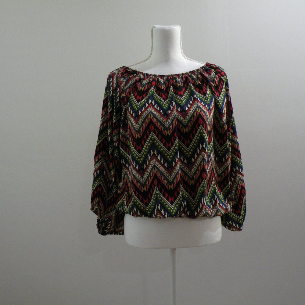 R. Rouge_M_used long sleeve blouse_multi color - zigzag pattern